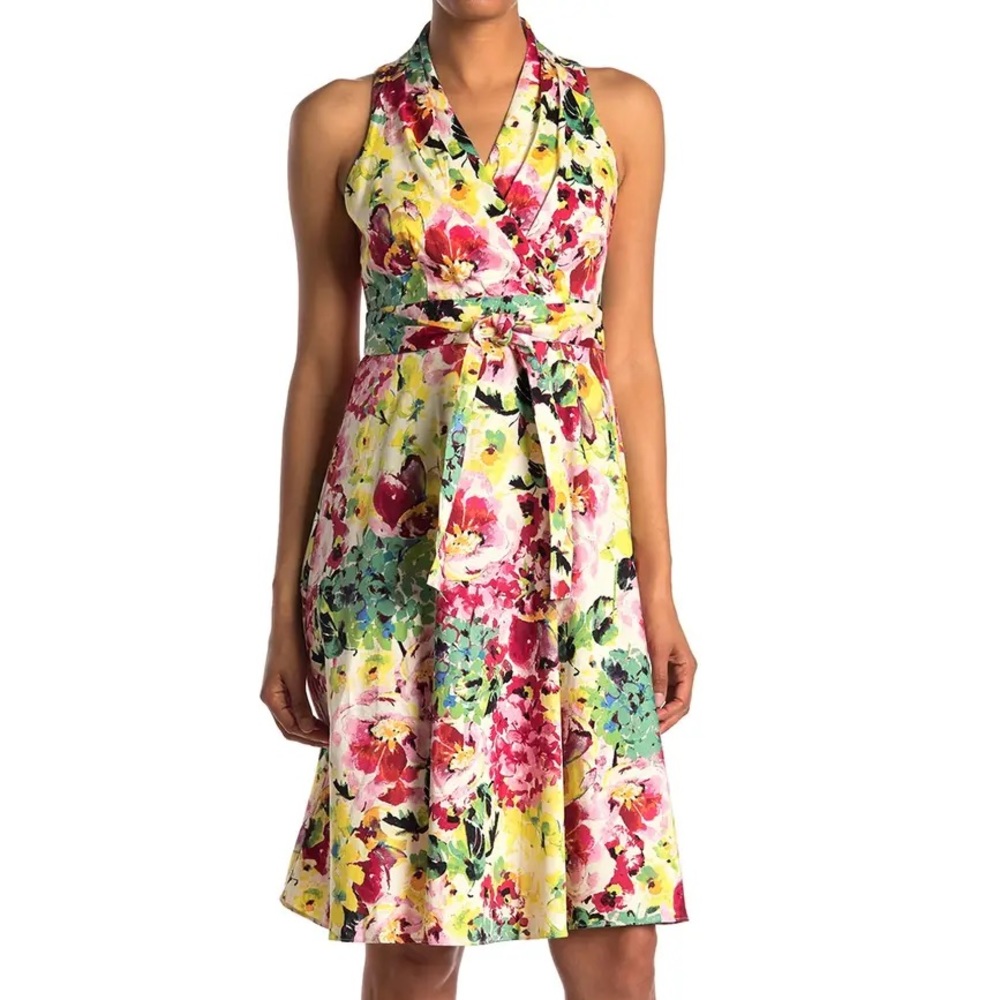 NWT London Times V-Neck Floral Dress